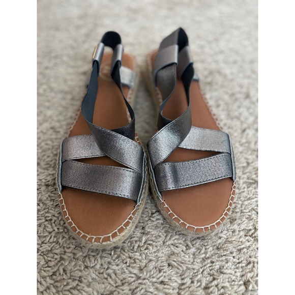 Toni Pons Orígens Espadrille Slingback Sandals Size 38 Silver MetallicCrissCross - Picture 2 of 5